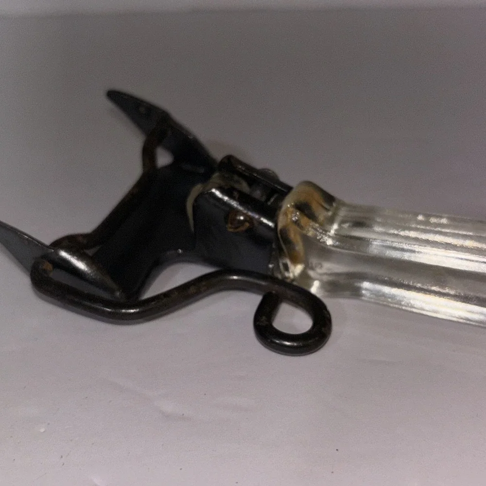 Vintage 40s-50s Pyrex Flameware Detachable Handle Metal With Glass Handle